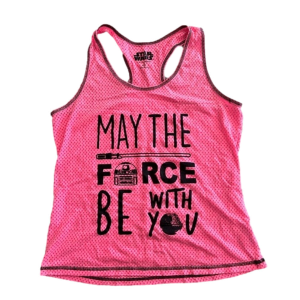 Star Wars “May the Force Be With You” Pink Razor Back Tank Top Size Medium